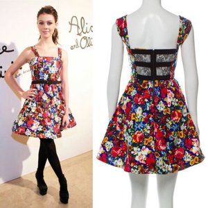 Alice + Olivia Printed Floral Silk Dress